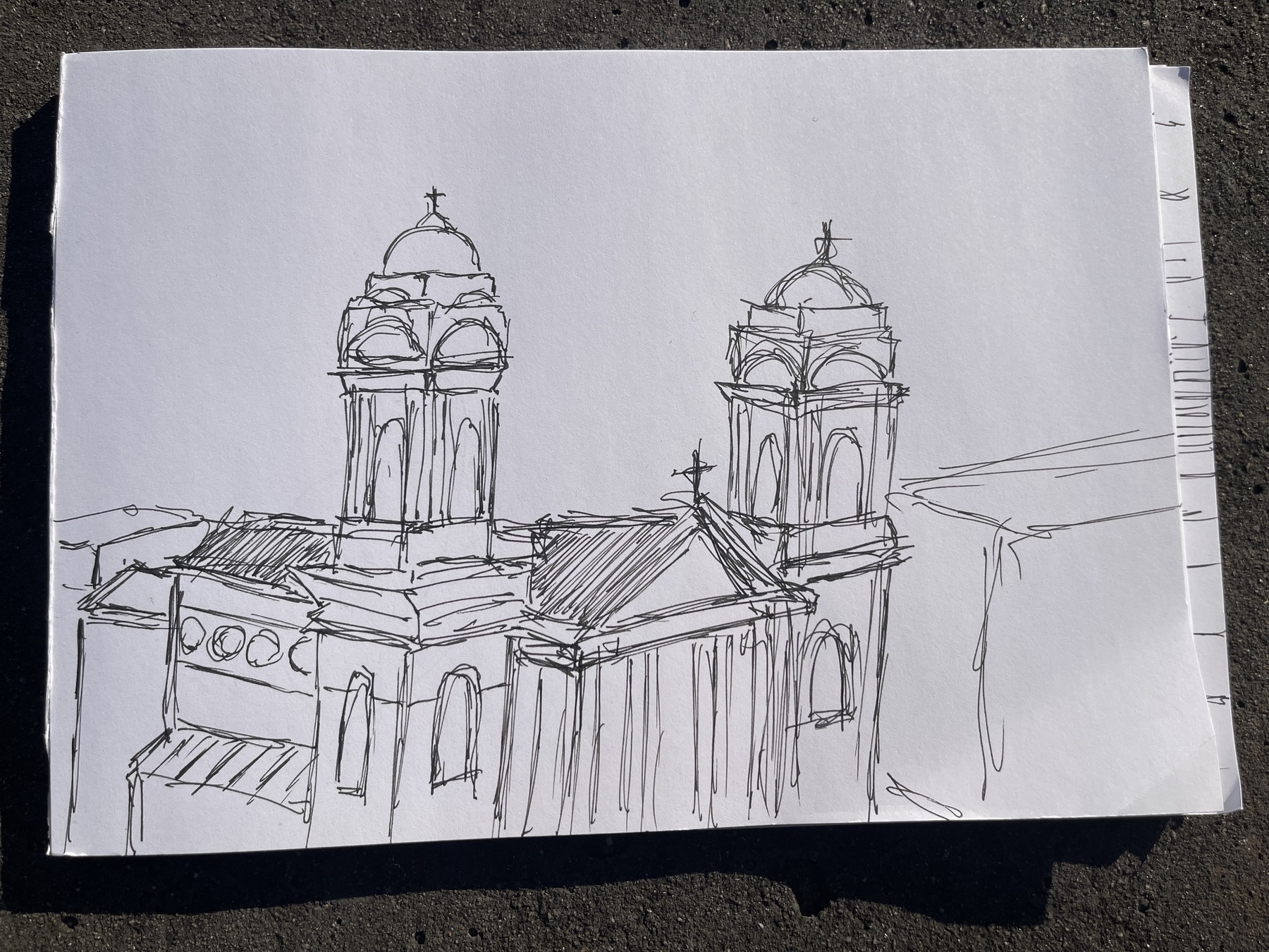 A quick ink sketch from the weekend of a church in Melbourne
